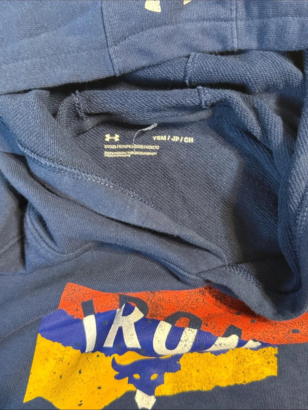 Under Armour Blue Short-Sleeve Hooded Tee with Iron Paradise Graphic